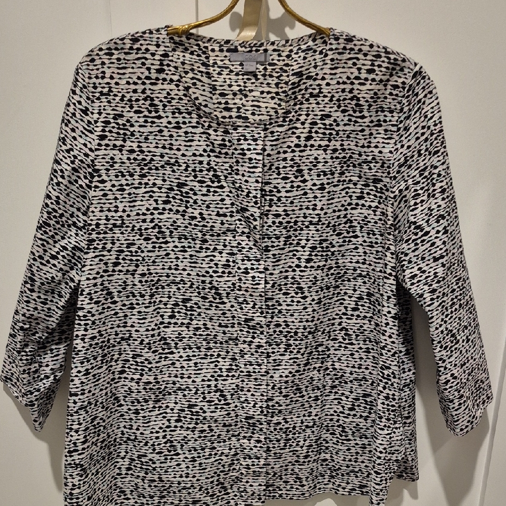 COS Monochrome Patterned Blouse 3/4 Sleeve 100% Cotton Size EU 42